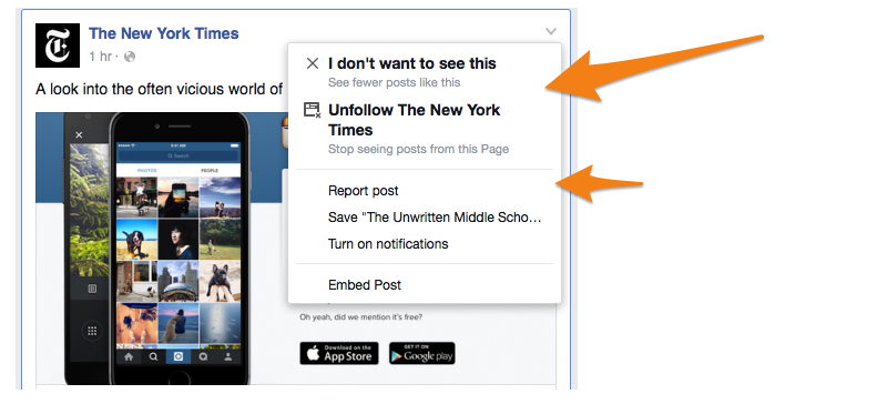 Hide Post / Spam Reporting on Facebook