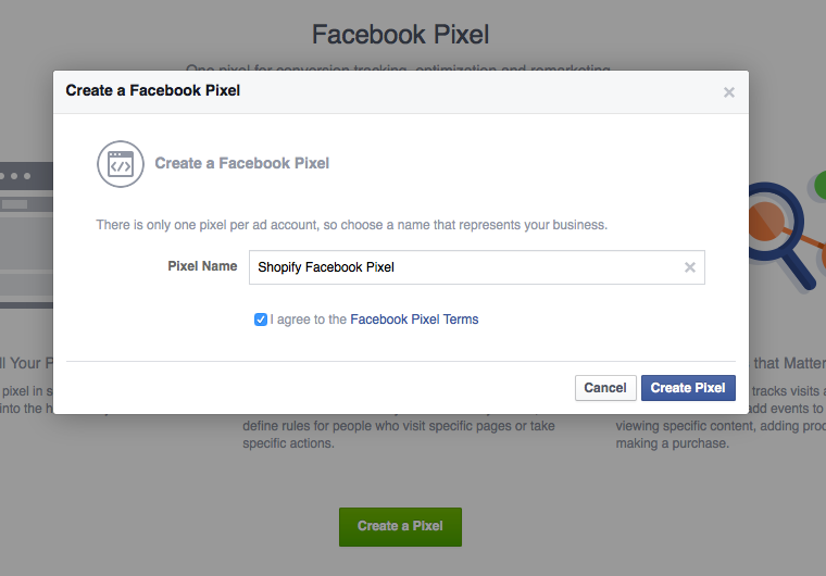 Creating a facebook pixel